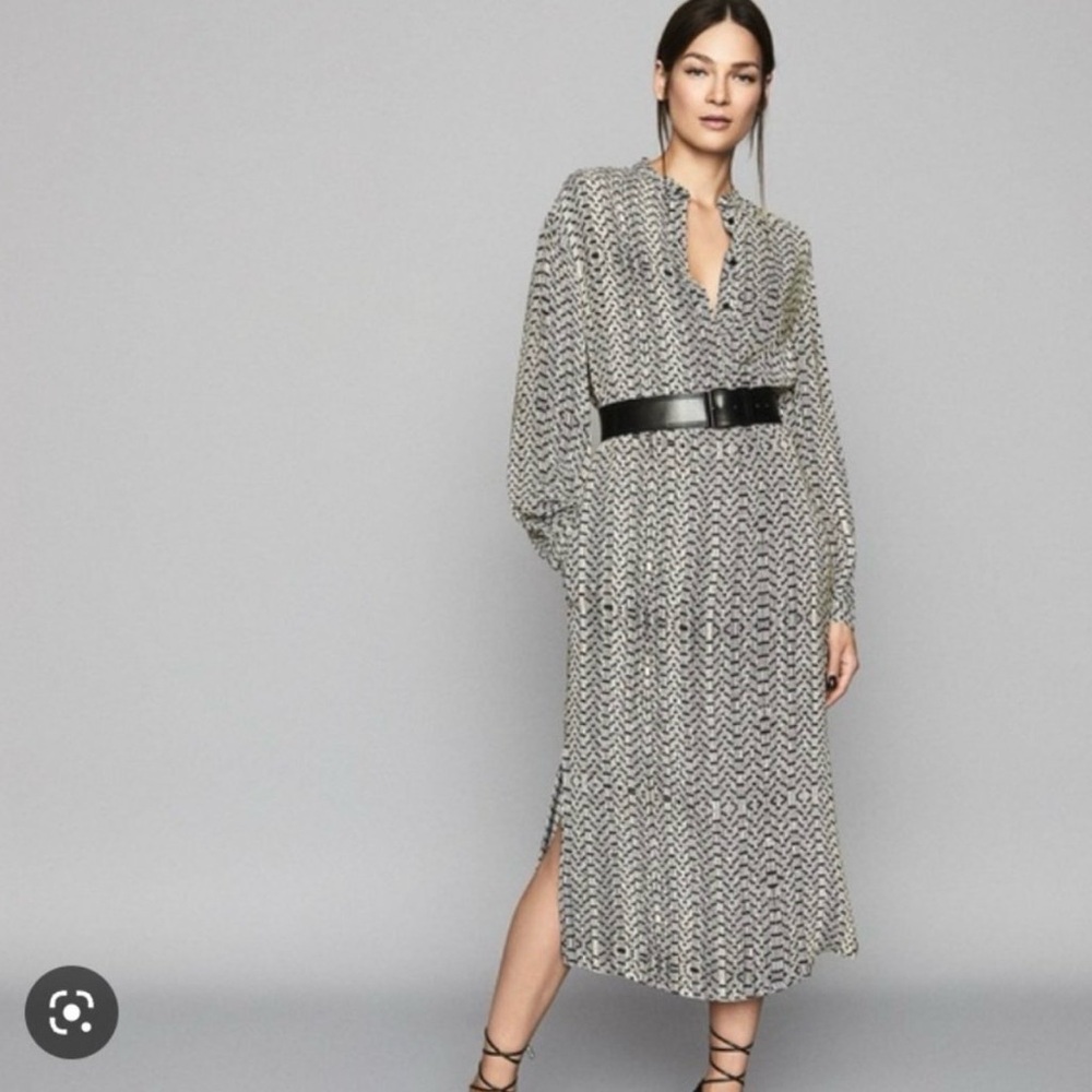 Reiss Mellie Bead Print Midi Dress